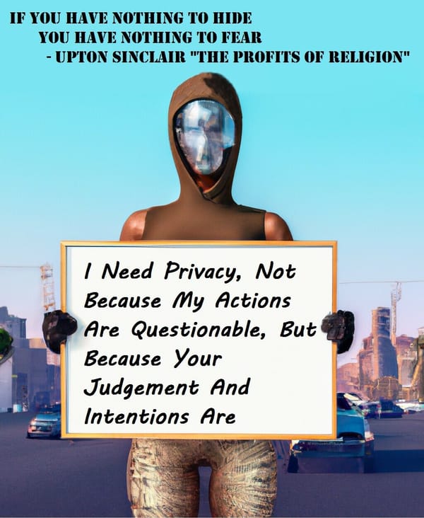 I need privacy, not because my actions are questionable, but becuase your judgement and instentions are.
